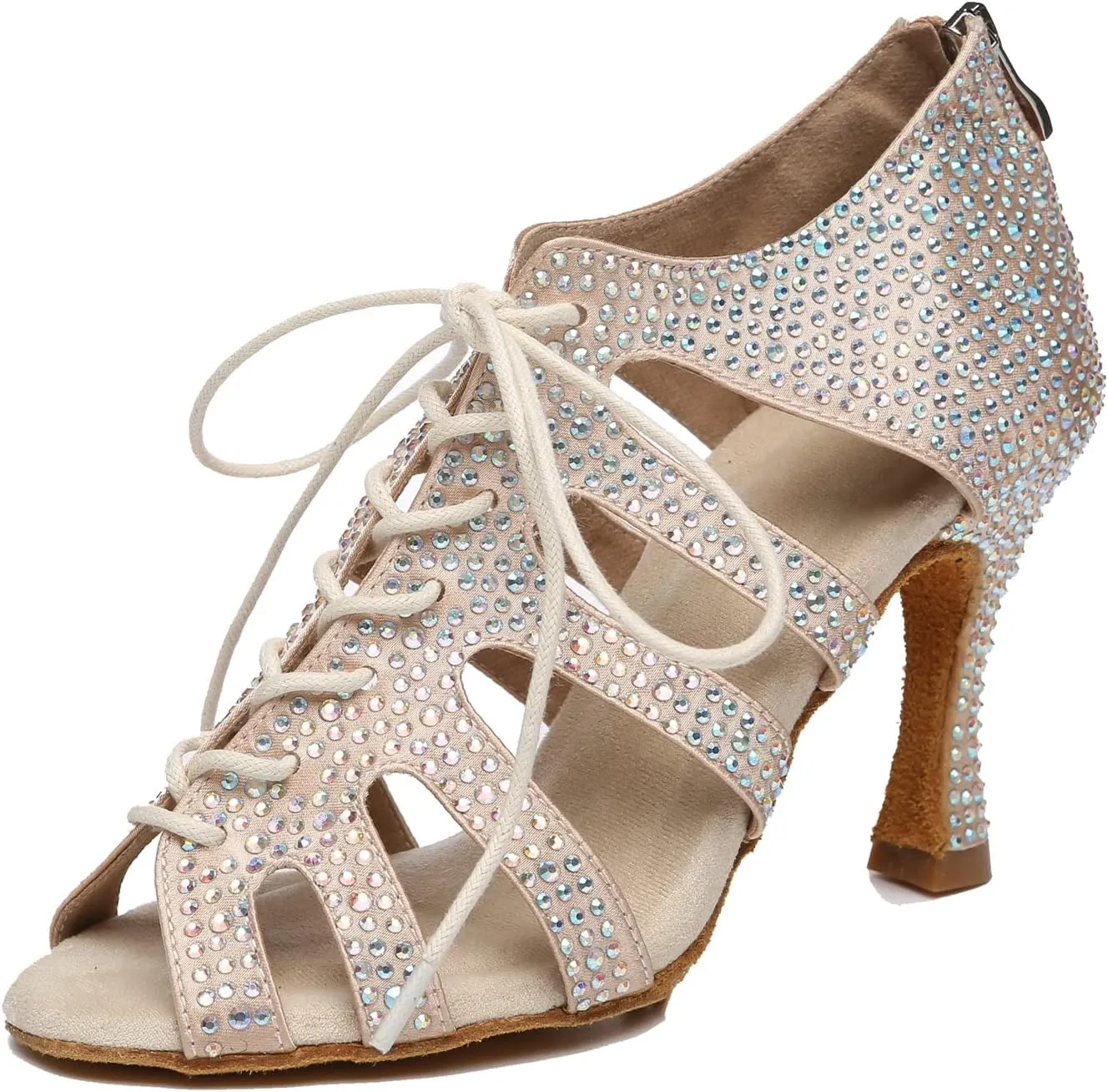 Minishion Fashion Dancing Shoes for Women Lace-up Beaded Party Sandals L485