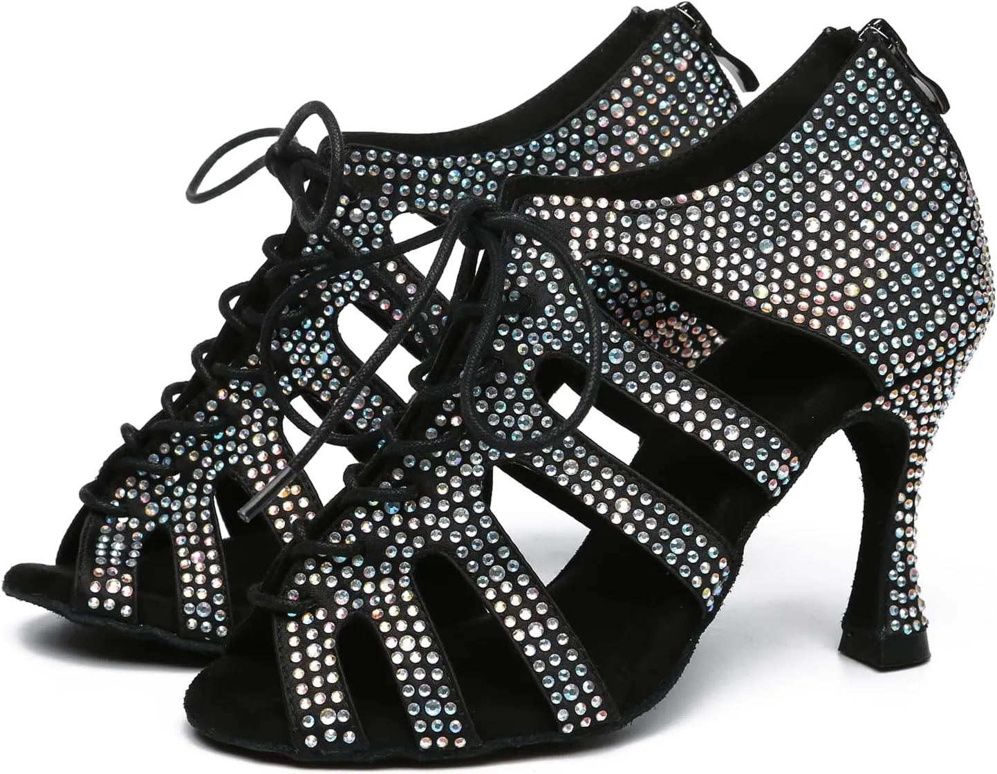 Minishion Fashion Dancing Shoes for Women Lace-up Beaded Party Sandals L485