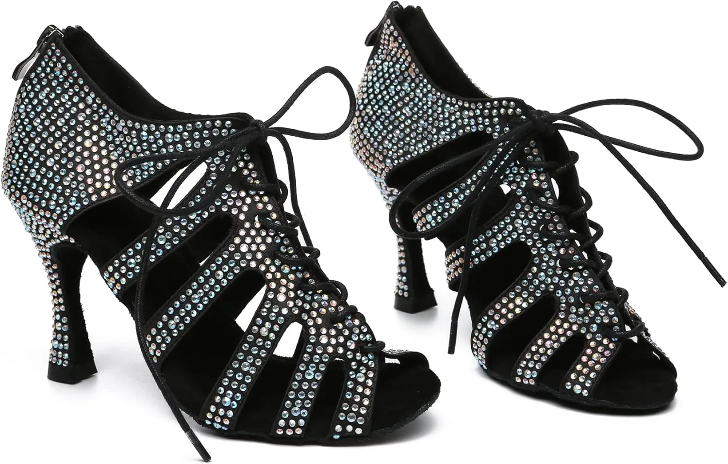 Minishion Fashion Dancing Shoes for Women Lace-up Beaded Party Sandals L485