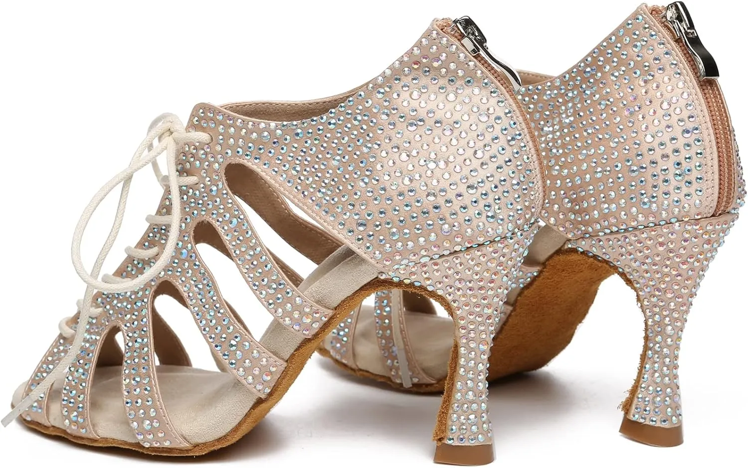 Minishion Fashion Dancing Shoes for Women Lace-up Beaded Party Sandals L485