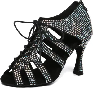 Minishion Fashion Dancing Shoes for Women Lace-up Beaded Party Sandals L485