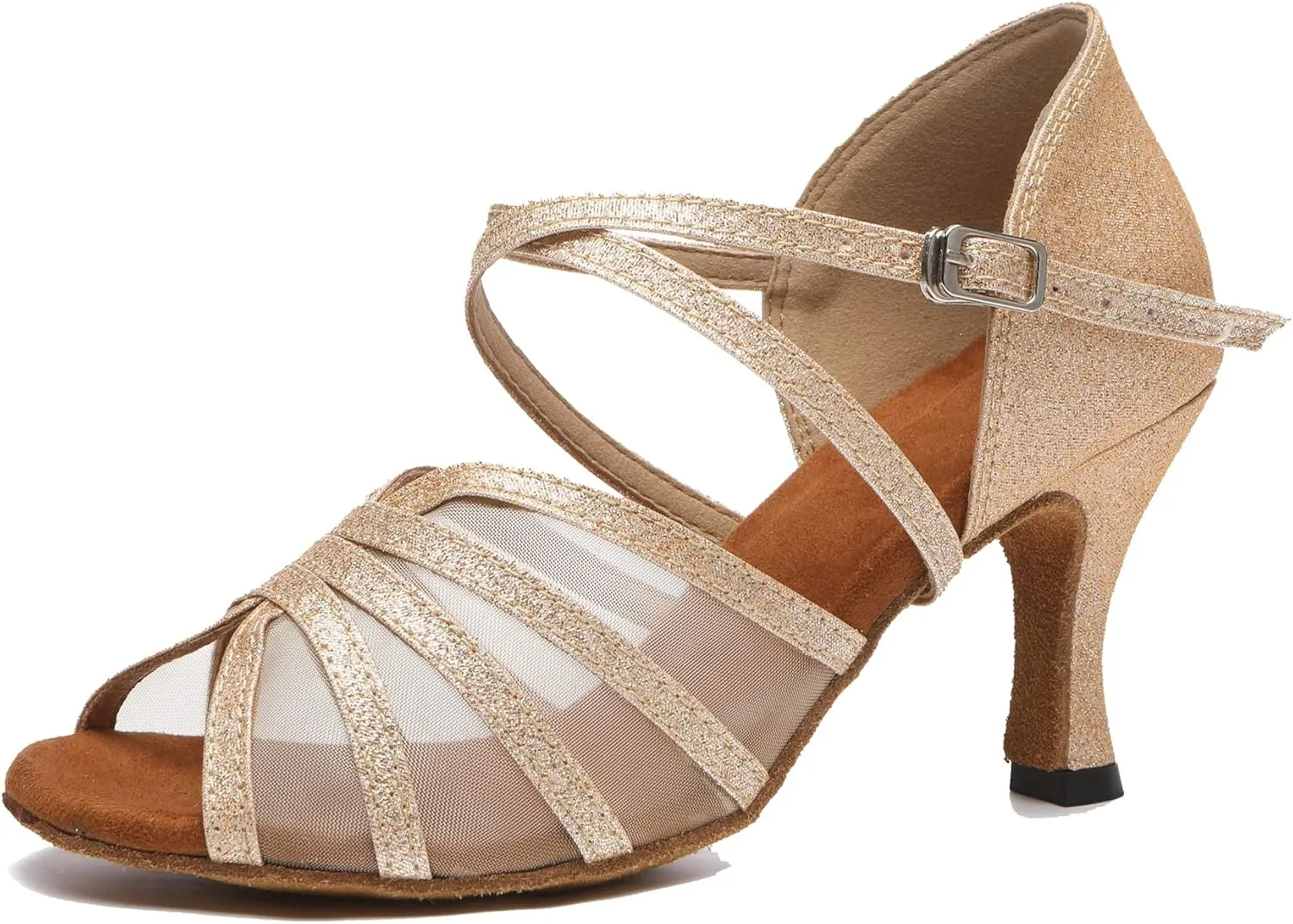 Minishion Female Ballroom Dance Shoes Mesh Party Sandals L511
