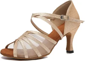 Minishion Female Ballroom Dance Shoes Mesh Party Sandals L511