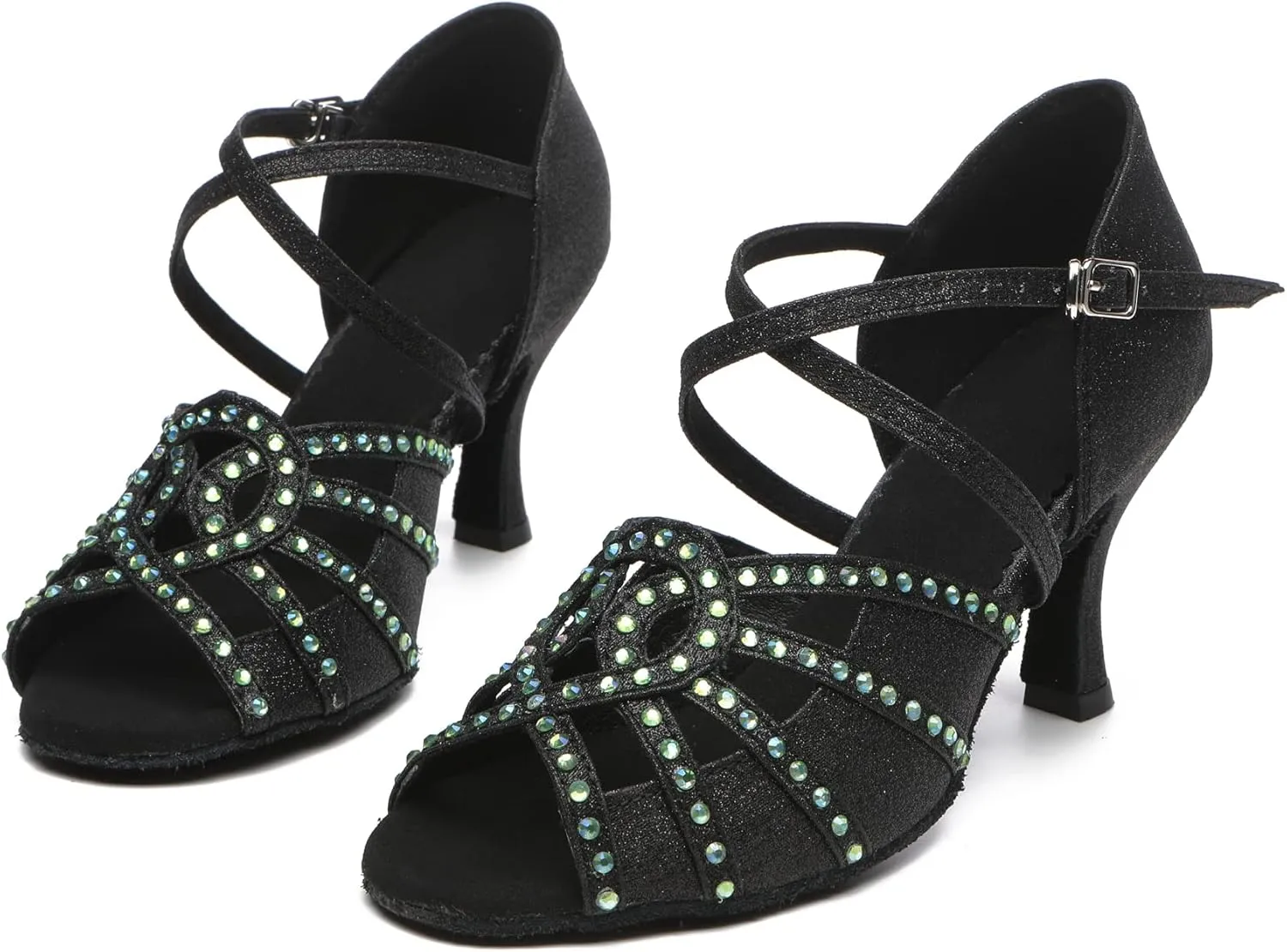 Minishion Womens Latin Dance Shoe Low Heel Wedding Party Sandals L518