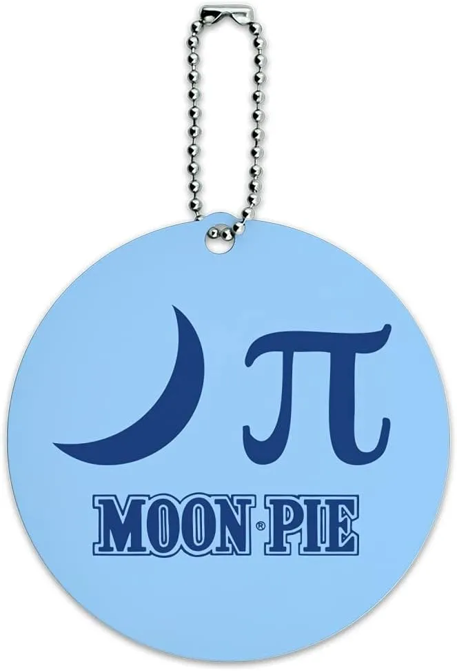 Nerdy Moon Pi MoonPie Round Luggage ID Tag Card Suitcase Carry-On