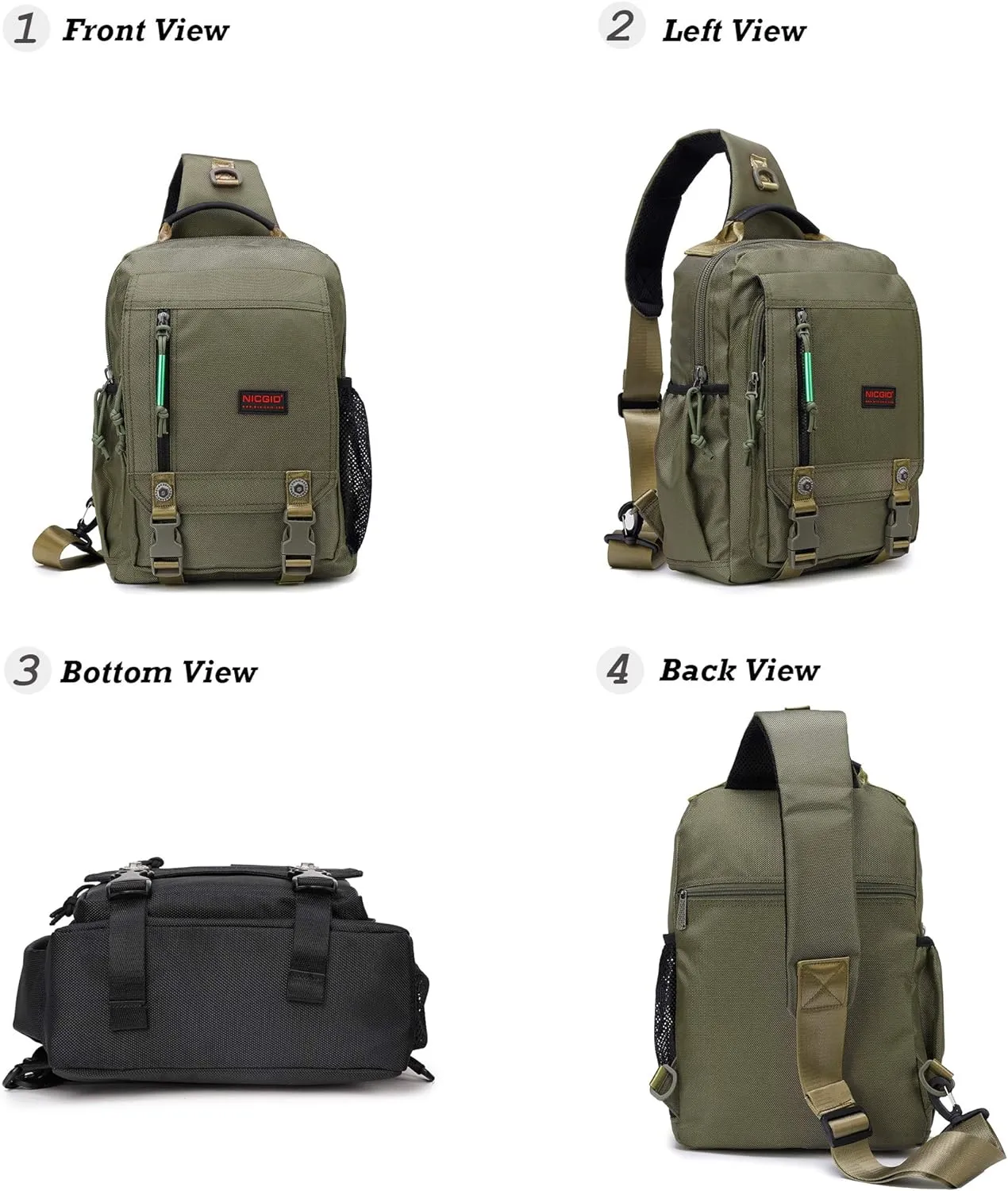 NICGID Sling Bags Chest Shoulder Backpacks, 13.3'' 14.1'' 15.6''Laptop Backpack Crossbody Messenger Bag Travel Outdoor