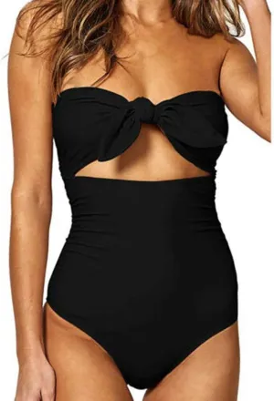 One Piece Swimsuit Women Sexy Bandeau Bikini Bathing Suit Slim Tummy Control Swimsuit 2024 Summer Beach Swimsuit Tankini
