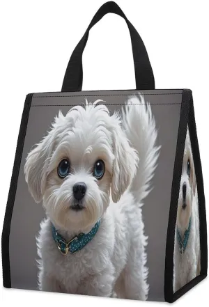 Outdoor Cooler Bags, Cute Dog Printed Cooler Bag, Insulated Tote Bag, Grocery Tote Bag