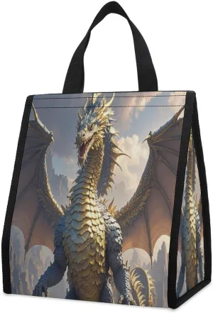 Outdoor Cooler Bags, Golden Dragon Printed Cooler Bag, Insulated Tote Bag, Grocery Tote Bag
