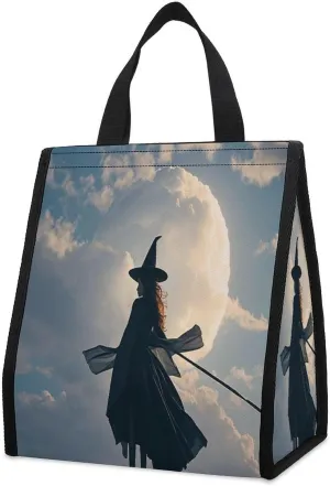 Outdoor Cooler Bags, Witch in The Sky Printed Cooler Bag, Insulated Tote Bag, Grocery Tote Bag