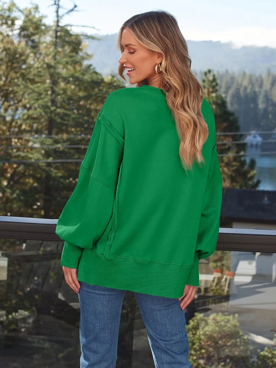 Oversized Sweatshirt for Women Y2k Outfits High Low Tunic Tops Fall Fashion 2024 Crewneck Long Sleeve Pullover
