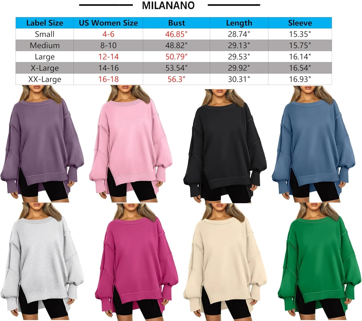 Oversized Sweatshirt for Women Y2k Outfits High Low Tunic Tops Fall Fashion 2024 Crewneck Long Sleeve Pullover