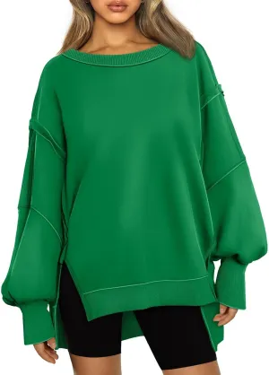 Oversized Sweatshirt for Women Y2k Outfits High Low Tunic Tops Fall Fashion 2024 Crewneck Long Sleeve Pullover