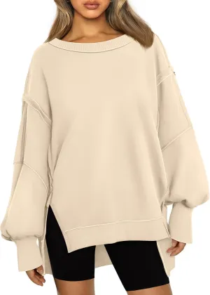 Oversized Sweatshirt for Women Y2k Outfits High Low Tunic Tops Fall Fashion 2024 Crewneck Long Sleeve Pullover