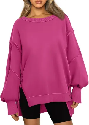 Oversized Sweatshirt for Women Y2k Outfits High Low Tunic Tops Fall Fashion 2024 Crewneck Long Sleeve Pullover