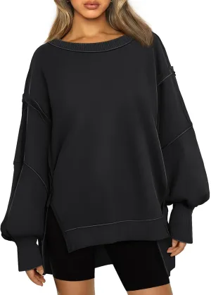 Oversized Sweatshirt for Women Y2k Outfits High Low Tunic Tops Fall Fashion 2024 Crewneck Long Sleeve Pullover