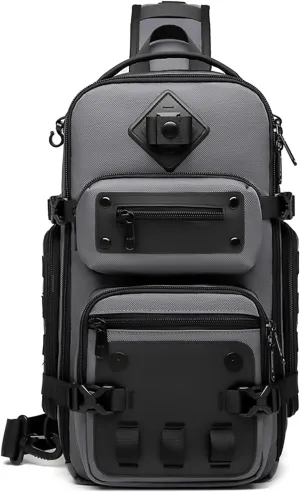 OZUKO Tactical Backpack Chest Sling Bags for Men, Waterproof Crossbody Shoulder Daypack for Outdoor Walking Hiking Trekking (Dark gray)
