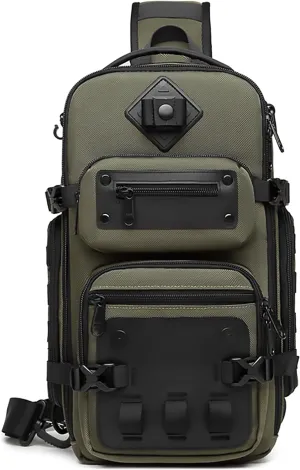 OZUKO Tactical Backpack Chest Sling Bags for Men, Waterproof Crossbody Shoulder Daypack for Outdoor Walking Hiking Trekking (Military)