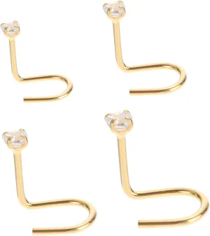 PartyKindom 4pcs Silver Nose Studs for Women Creative Piercing Jewelry with Zircon Comfortable to Wear for Daily Use Show Your Unique