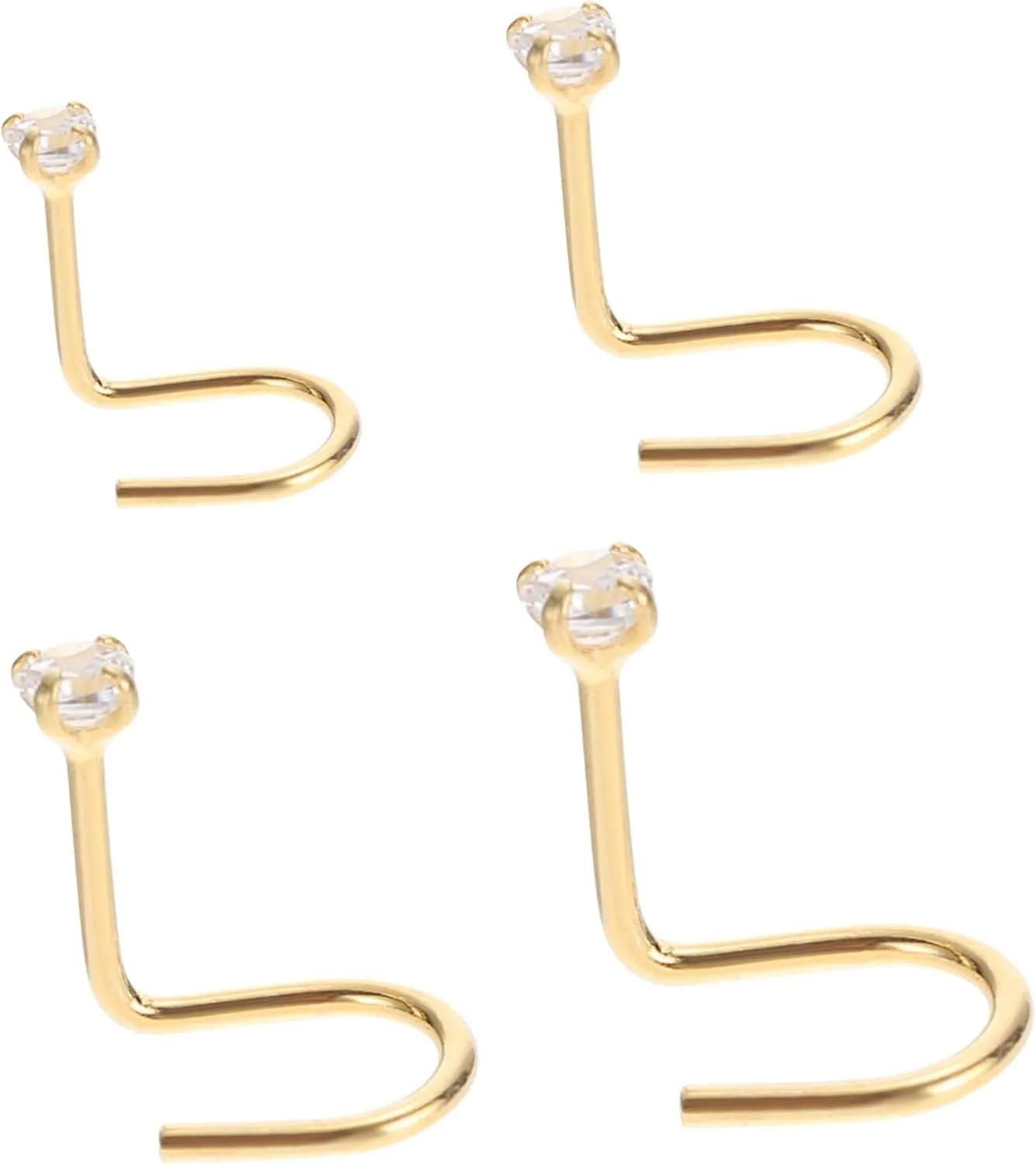 PartyKindom 4pcs Silver Nose Studs for Women Creative Piercing Jewelry with Zircon Comfortable to Wear for Daily Use Show Your Unique