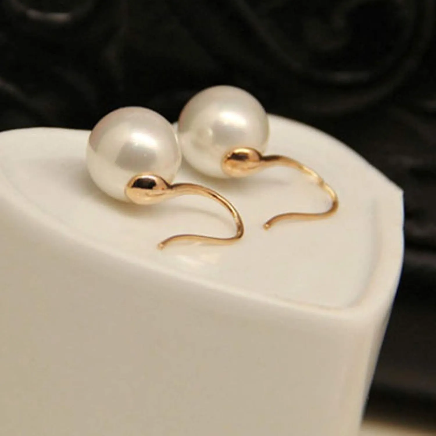 Pearl Drop Earrings for Women,Gold Plated Sterling Silver Pearl Dangle Earrings Wedding Birthday Party Jewelry Accessory Gift
