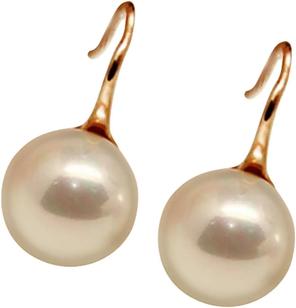Pearl Drop Earrings for Women,Gold Plated Sterling Silver Pearl Dangle Earrings Wedding Birthday Party Jewelry Accessory Gift