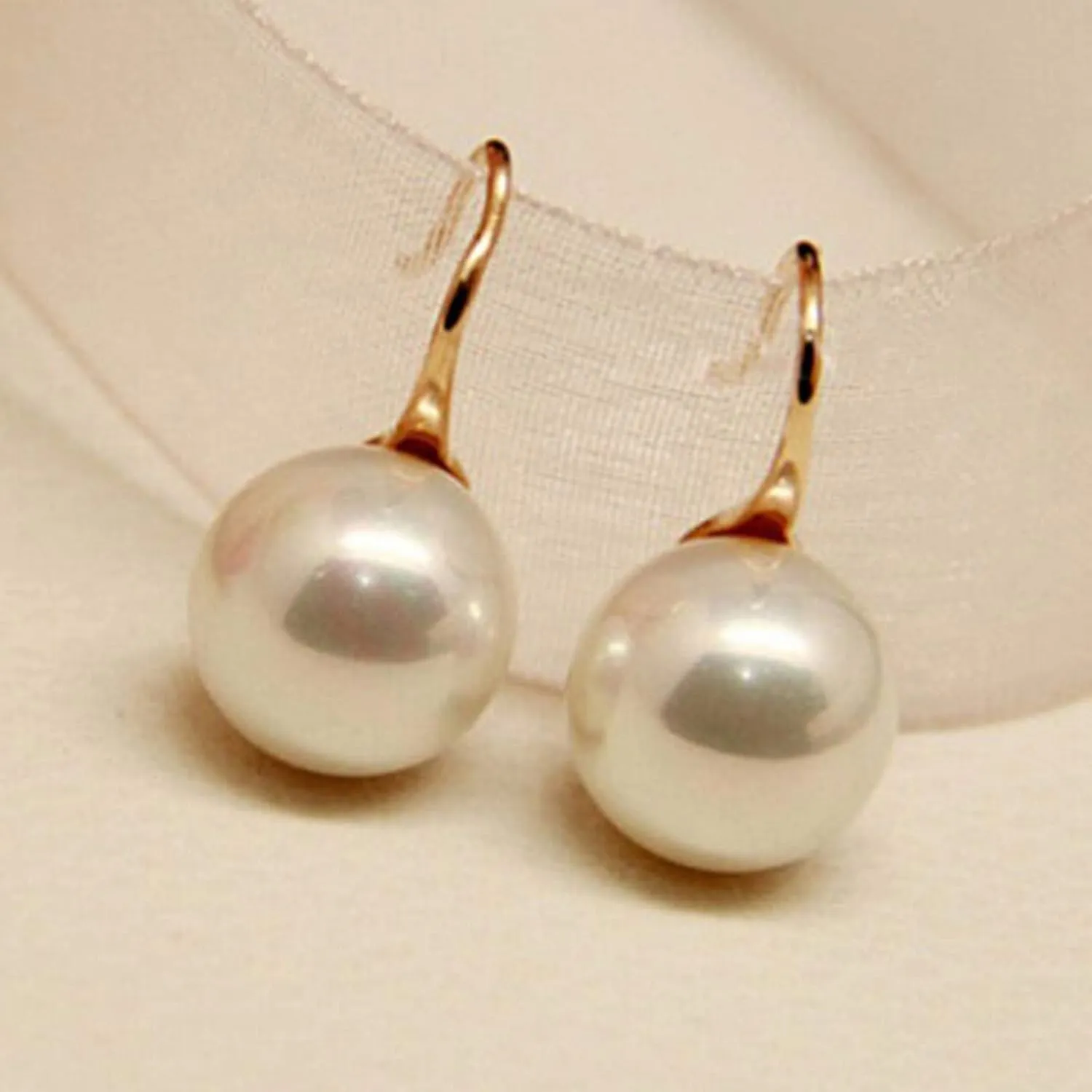 Pearl Drop Earrings for Women,Gold Plated Sterling Silver Pearl Dangle Earrings Wedding Birthday Party Jewelry Accessory Gift