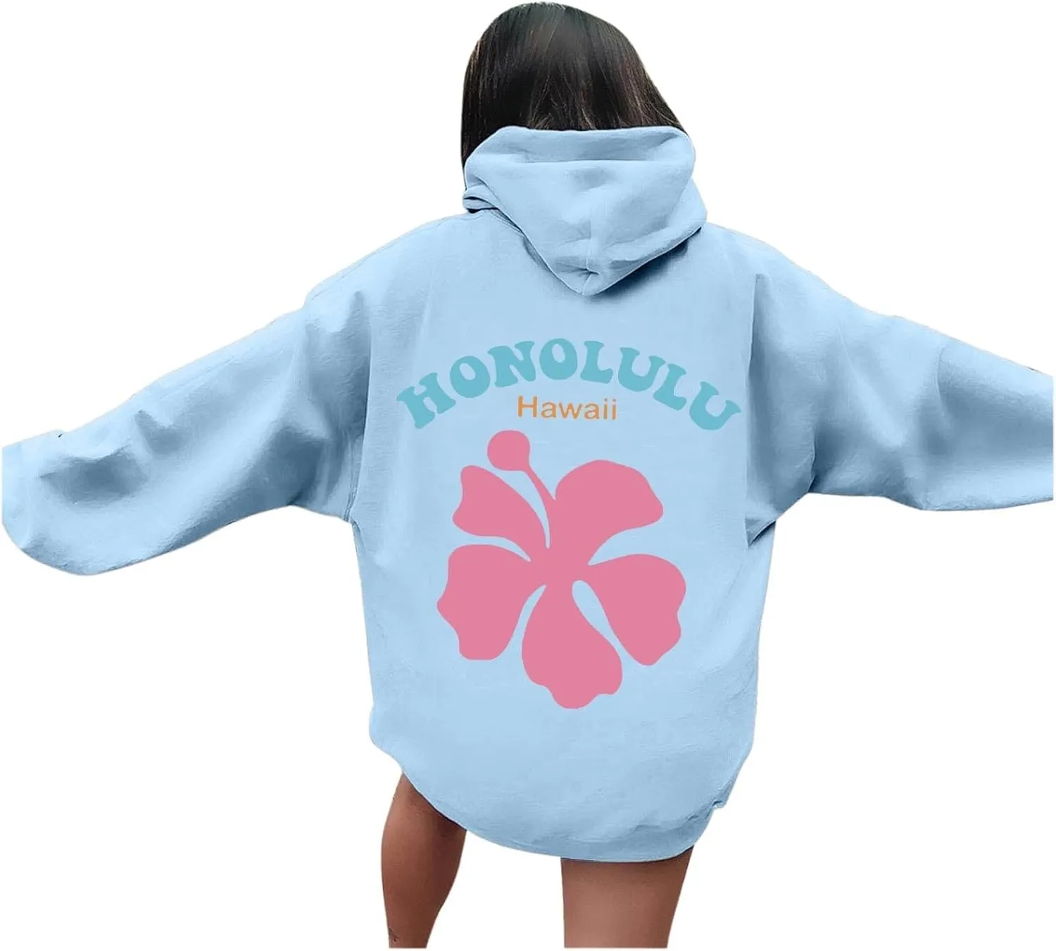 Pink Palm Hoodie Womens Long Sleeve Sweatshirt Trendy Graphic Drawstring Pullover Fall Outfits Y2k Preppy Clothes