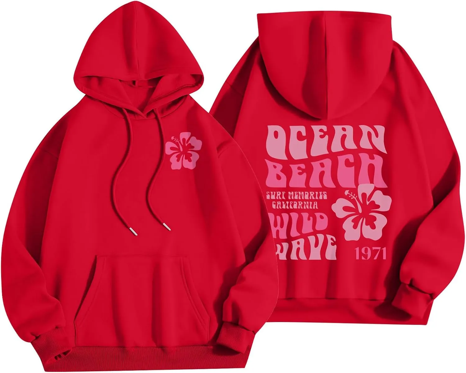 Pink Palm Hoodie Womens Long Sleeve Sweatshirt Trendy Graphic Drawstring Pullover Fall Outfits Y2k Preppy Clothes