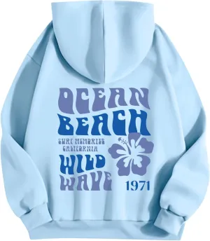 Pink Palm Hoodie Womens Long Sleeve Sweatshirt Trendy Graphic Drawstring Pullover Fall Outfits Y2k Preppy Clothes