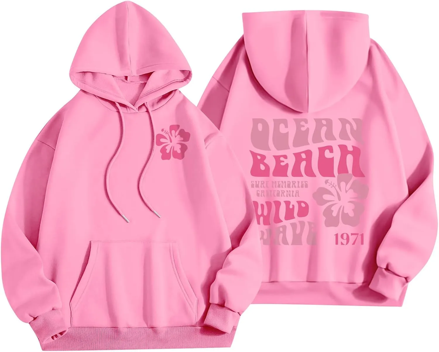 Pink Palm Hoodie Womens Long Sleeve Sweatshirt Trendy Graphic Drawstring Pullover Fall Outfits Y2k Preppy Clothes