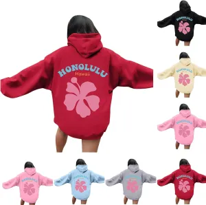 Pink Palm Hoodie Womens Long Sleeve Sweatshirt Trendy Graphic Drawstring Pullover Fall Outfits Y2k Preppy Clothes