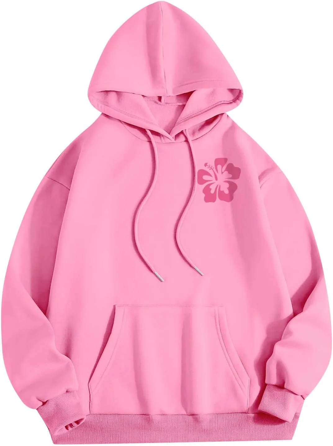 Pink Palm Hoodie Womens Long Sleeve Sweatshirt Trendy Graphic Drawstring Pullover Fall Outfits Y2k Preppy Clothes