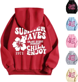 Pink Palm Hoodie Womens Long Sleeve Sweatshirt Trendy Graphic Drawstring Pullover Fall Outfits Y2k Preppy Clothes