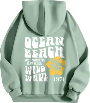 Pink Palm Hoodie Womens Long Sleeve Sweatshirt Trendy Graphic Drawstring Pullover Fall Outfits Y2k Preppy Clothes