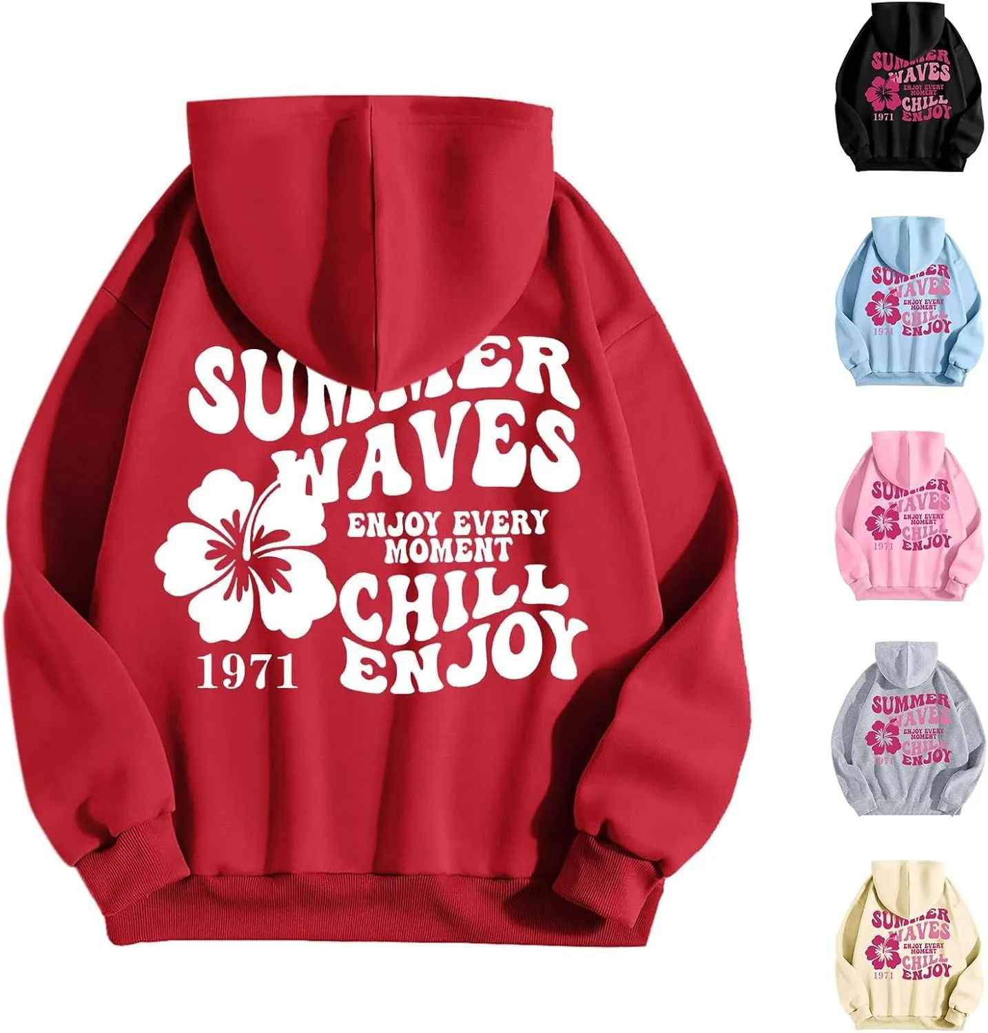 Pink Palm Hoodie Womens Long Sleeve Sweatshirt Trendy Graphic Drawstring Pullover Fall Outfits Y2k Preppy Clothes