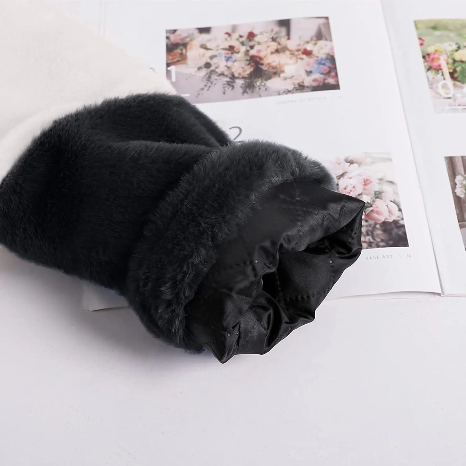 Plus Size Faux Fur Jackets for Women Winter Warm Thermal Shaggy Coats Long Sleeve Notched Lapel Collar Cozy Outwear