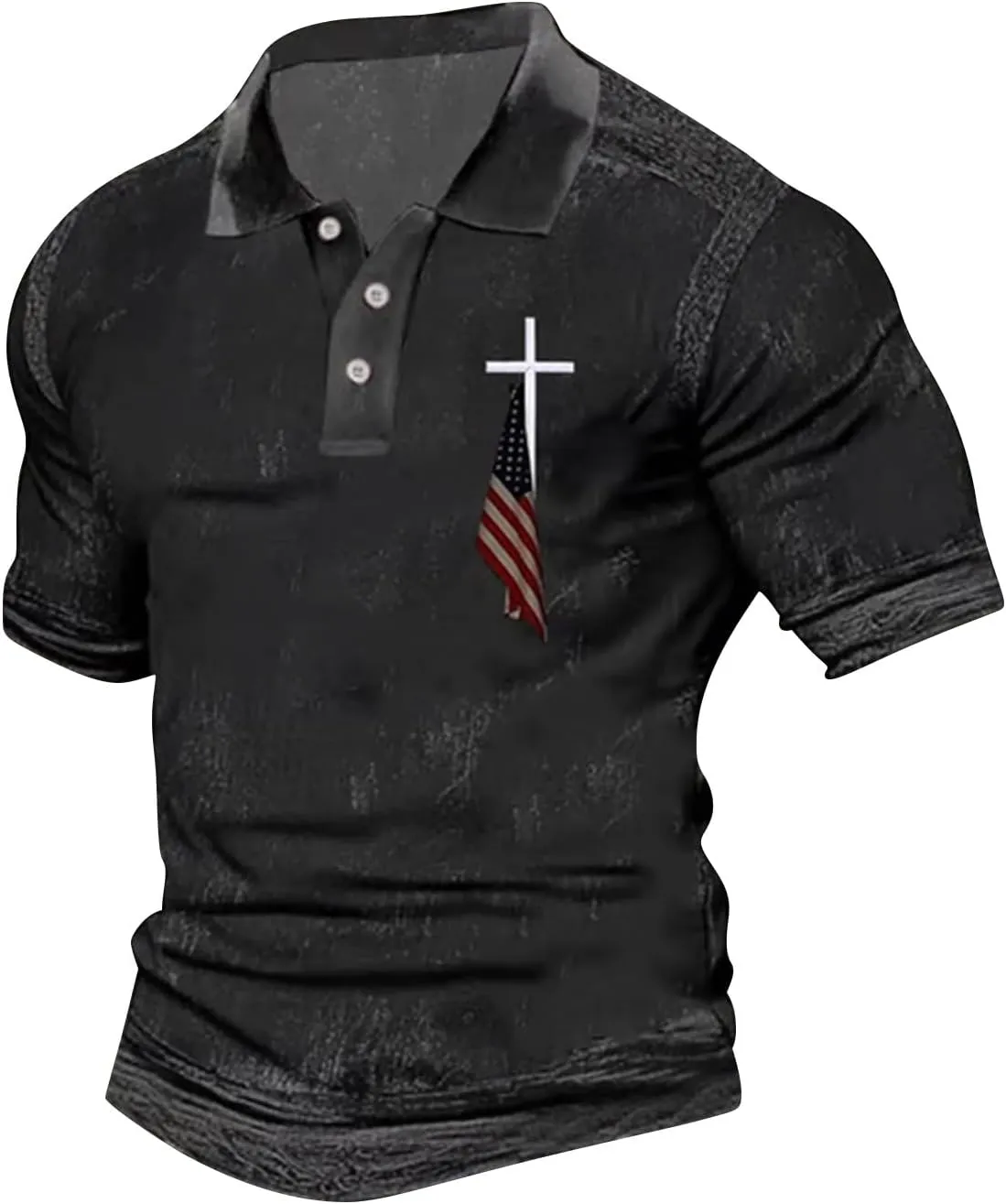 Polo Shirts for Men 4th of July Mens Shirts American Flag Print Mens T-Shirt Casual Short Sleeve Summer Tops