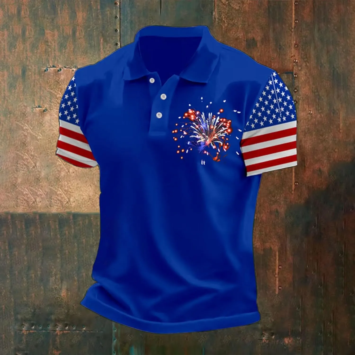 Polo Shirts for Men 4th of July Mens Shirts American Flag Print Mens T-Shirt Casual Short Sleeve Summer Tops