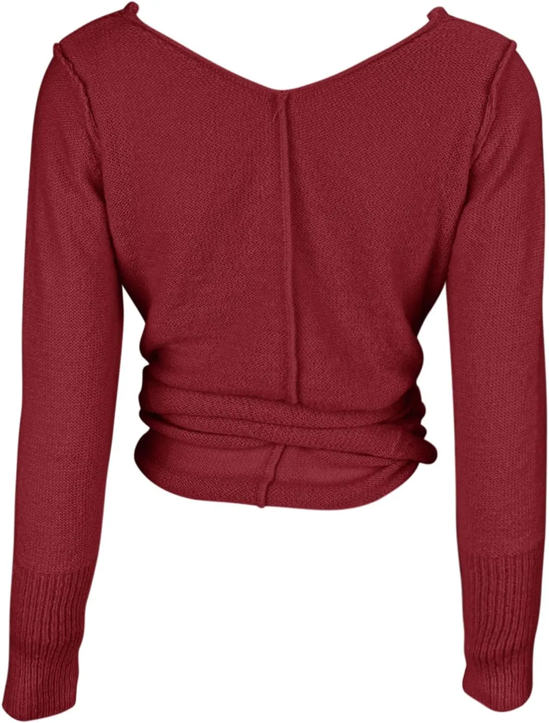 PRETTODAY Women's Wrap Knit Sweater V Neck Tie Front Long Sleeve Casual Pullover Tops