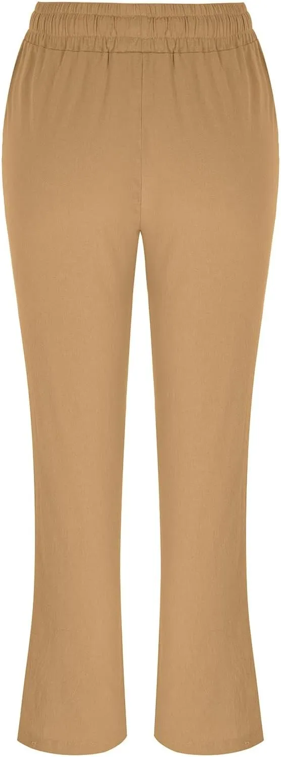 PTOLOCIF Linen Pants for Women,Casual Cotton Linen Pants Lightweight Summer Pants Loose Fit Elastic Waist Lounge Pants