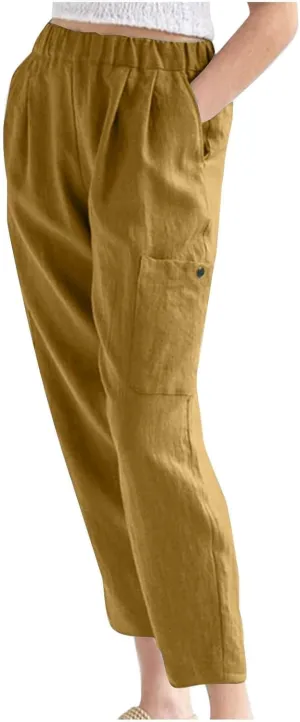 PTOLOCIF Linen Pants Women Summer,Baggy Linen Pants Summer Lightweight High Waist Palazzo Pants Loose Straight Leg Pants
