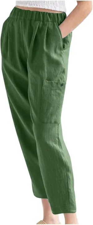 PTOLOCIF Linen Pants Women Summer,Baggy Linen Pants Summer Lightweight High Waist Palazzo Pants Loose Straight Leg Pants