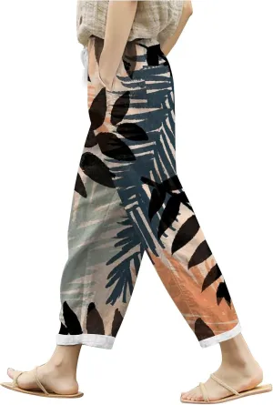 PTOLOCIF Palazzo Pants for Women,Cotton Linen Business Casual Pants High Waisted Palazzo Pants Flowy Dressy Long Pants
