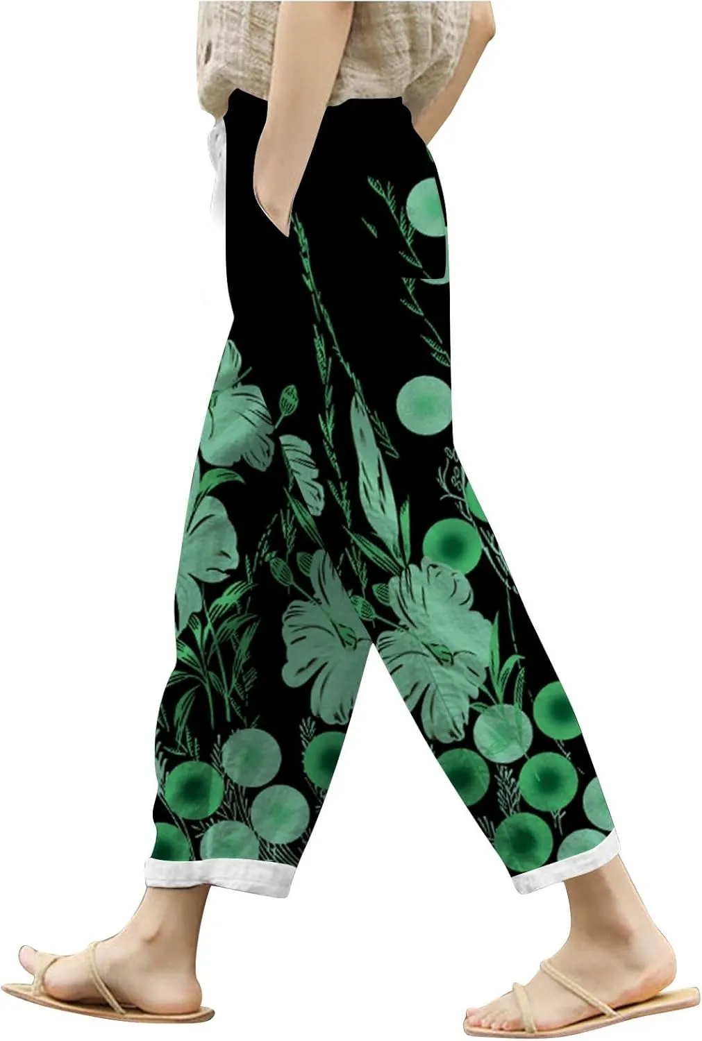 PTOLOCIF Palazzo Pants for Women,Cotton Linen Business Casual Pants High Waisted Palazzo Pants Flowy Dressy Long Pants