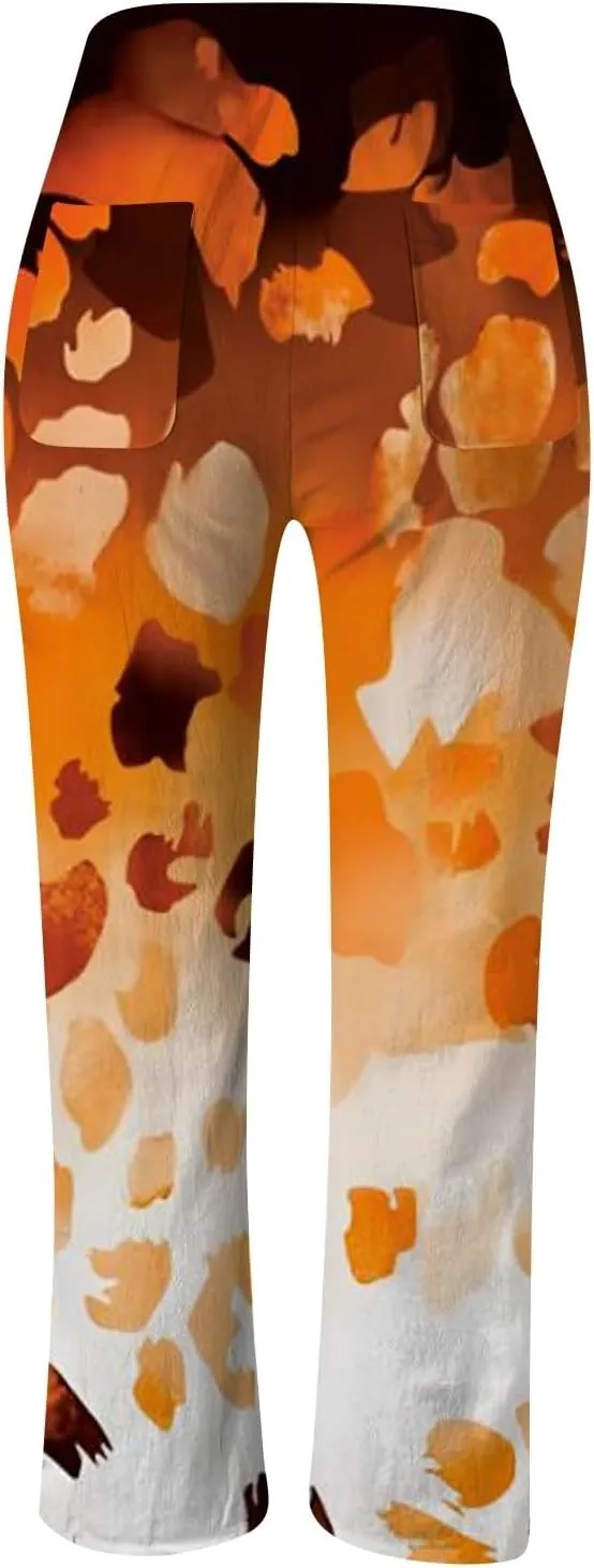 PTOLOCIF Palazzo Pants for Women,Cotton Linen Business Casual Pants High Waisted Palazzo Pants Flowy Dressy Long Pants