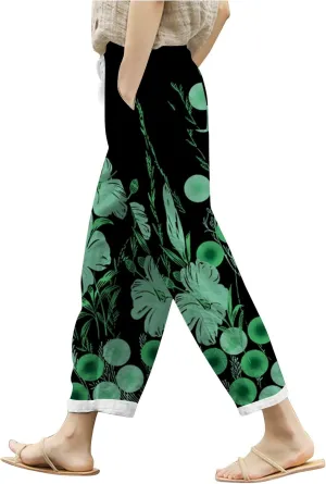 PTOLOCIF Palazzo Pants for Women,Cotton Linen Business Casual Pants High Waisted Palazzo Pants Flowy Dressy Long Pants