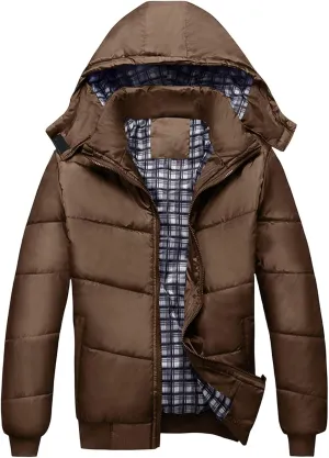 Puffer Jacket Men Lightweight Hooded Down Jacket Windproof Insulated Jacket Warm Ski Coat Padded Winter Jacket