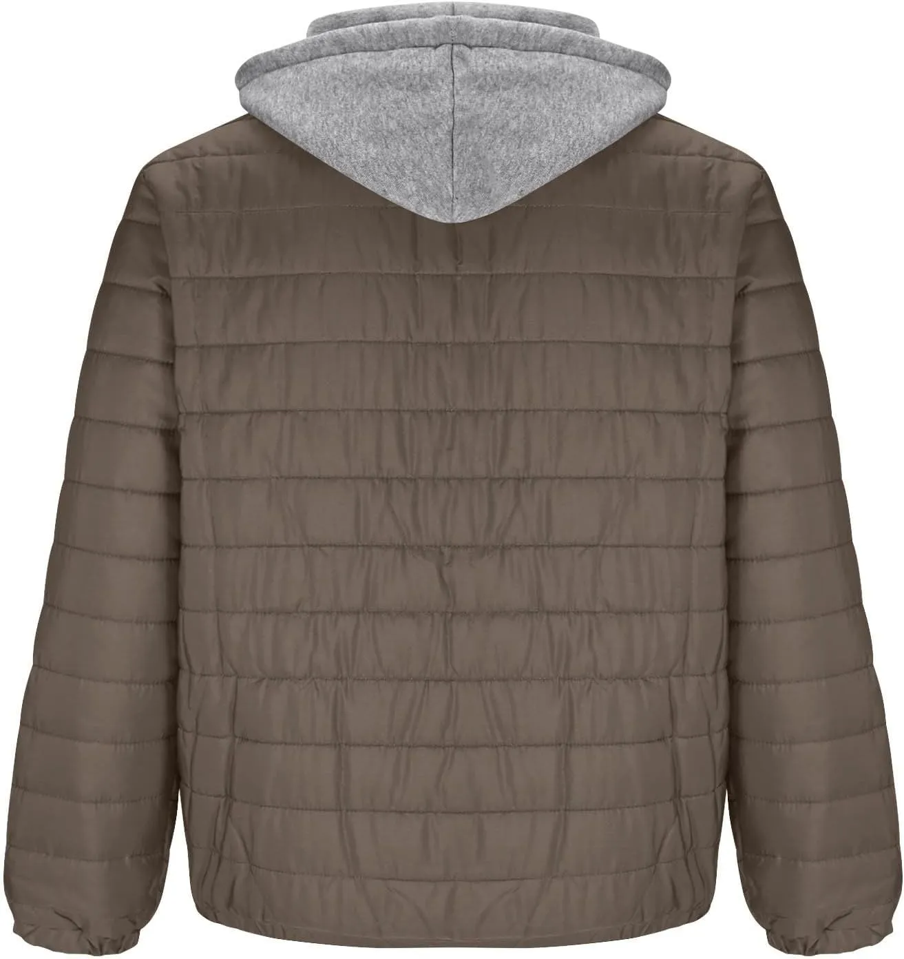 Puffer Jacket Men with Detachable Hood Packable Lightweight Down Jacket Zip up Quilted Jacket Warm Winter Jacket