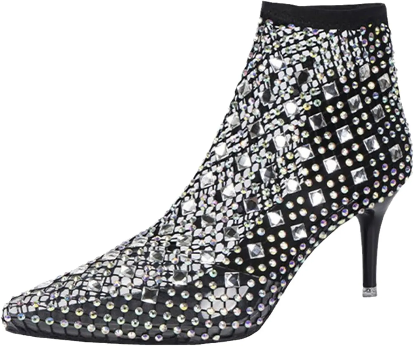 Pumps Shoes Dressy Fashion Comfortable Women's Fishnet Single Shoes High Heel Sandals Pointed Toe Stiletto Fishnet